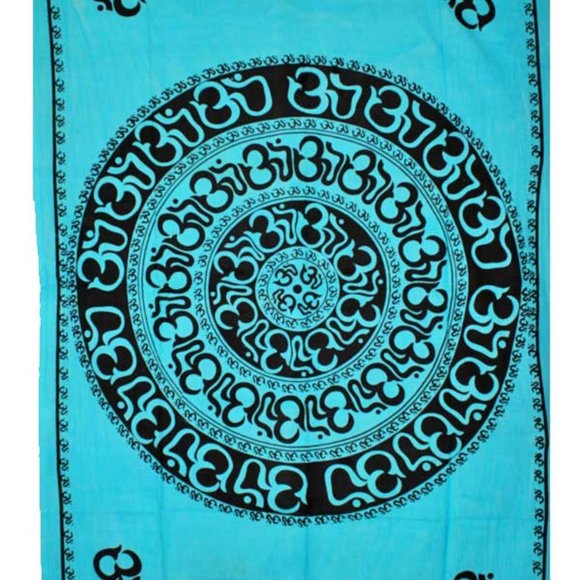 Om Shanti Mandala Wall Hanging Tapestry - Picture 2 of 4